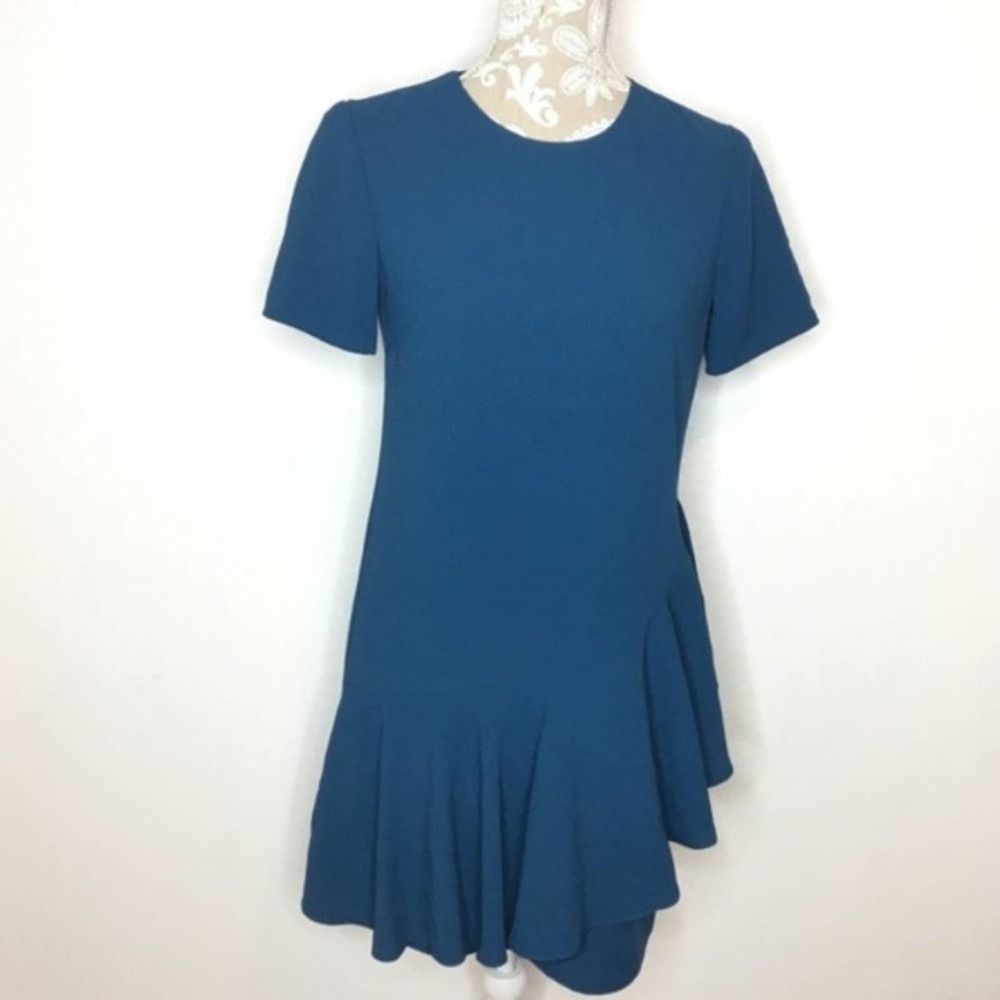 Charles Henry Asymmetrical Ruffle Hem Shift Dress